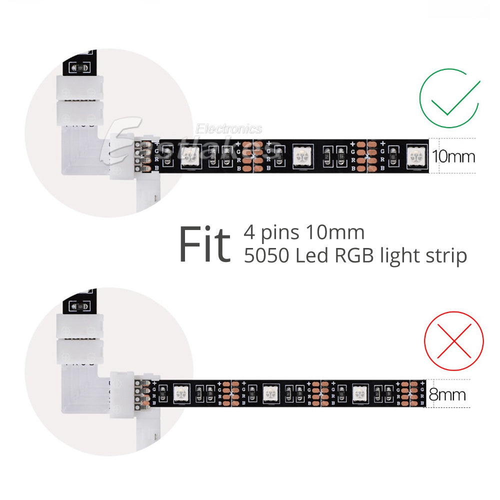 RGB LED Lighting Strip Right Angle and Extension Connector - Eastlakes Electronics